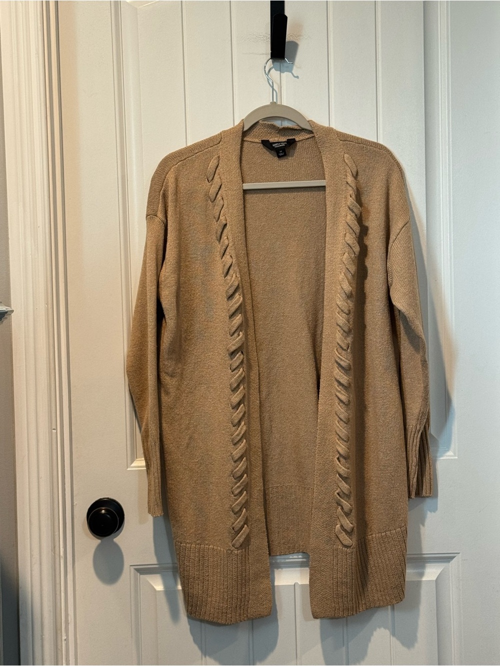 Simply Vera Vera Wang Tan Open Cable-Trim Cardigan